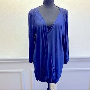 K & C Blue Lace Trimmed Top sz XL